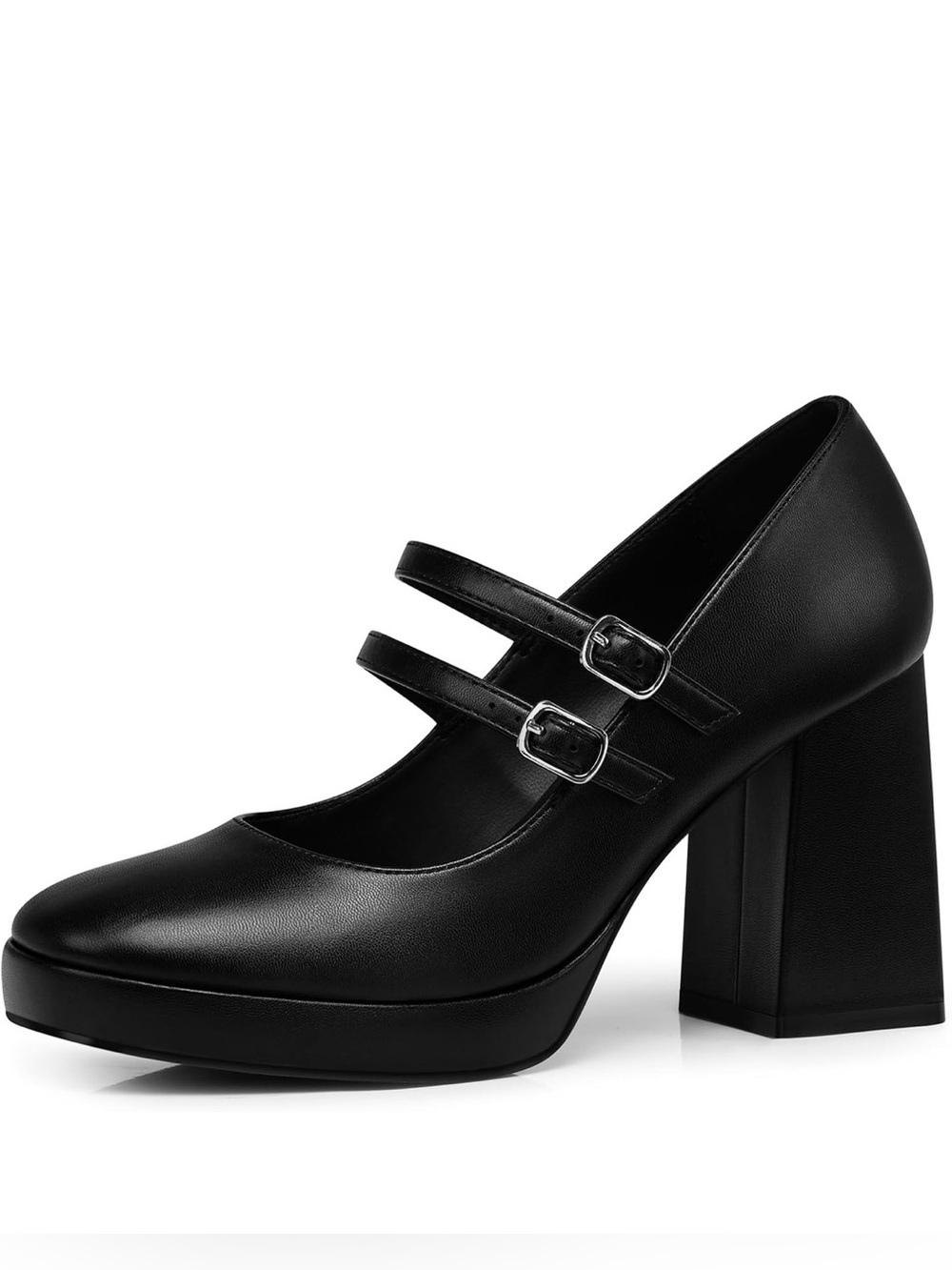 Mary Jane Black Double-Strap Block Heel